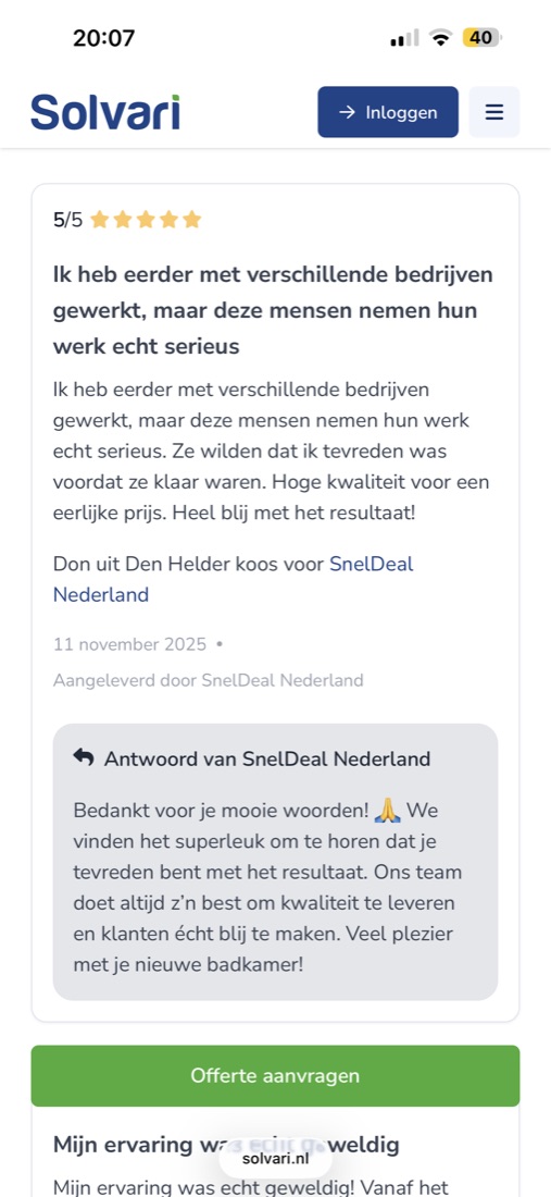 Solvari-review: 5 sterren voor Sneldeal — deze mensen nemen hun werk serieus
